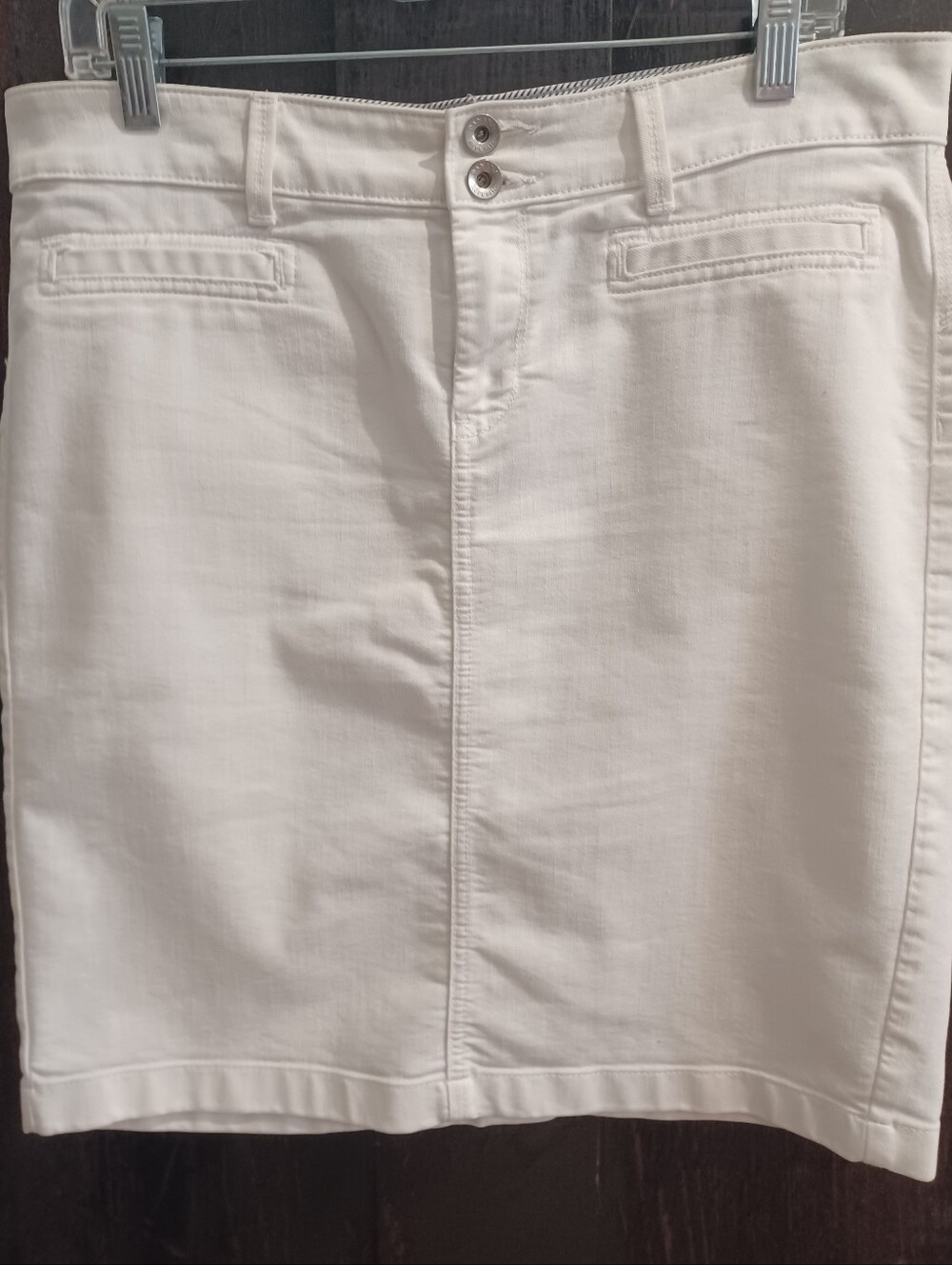Banana Republic White Denim Knee Length Pencil Skirt